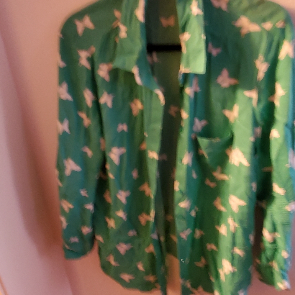 Green button down shirt